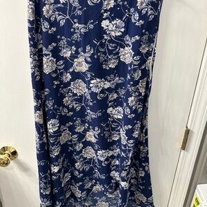 Blue Rain White and Gray Maxi A-Line Skirt